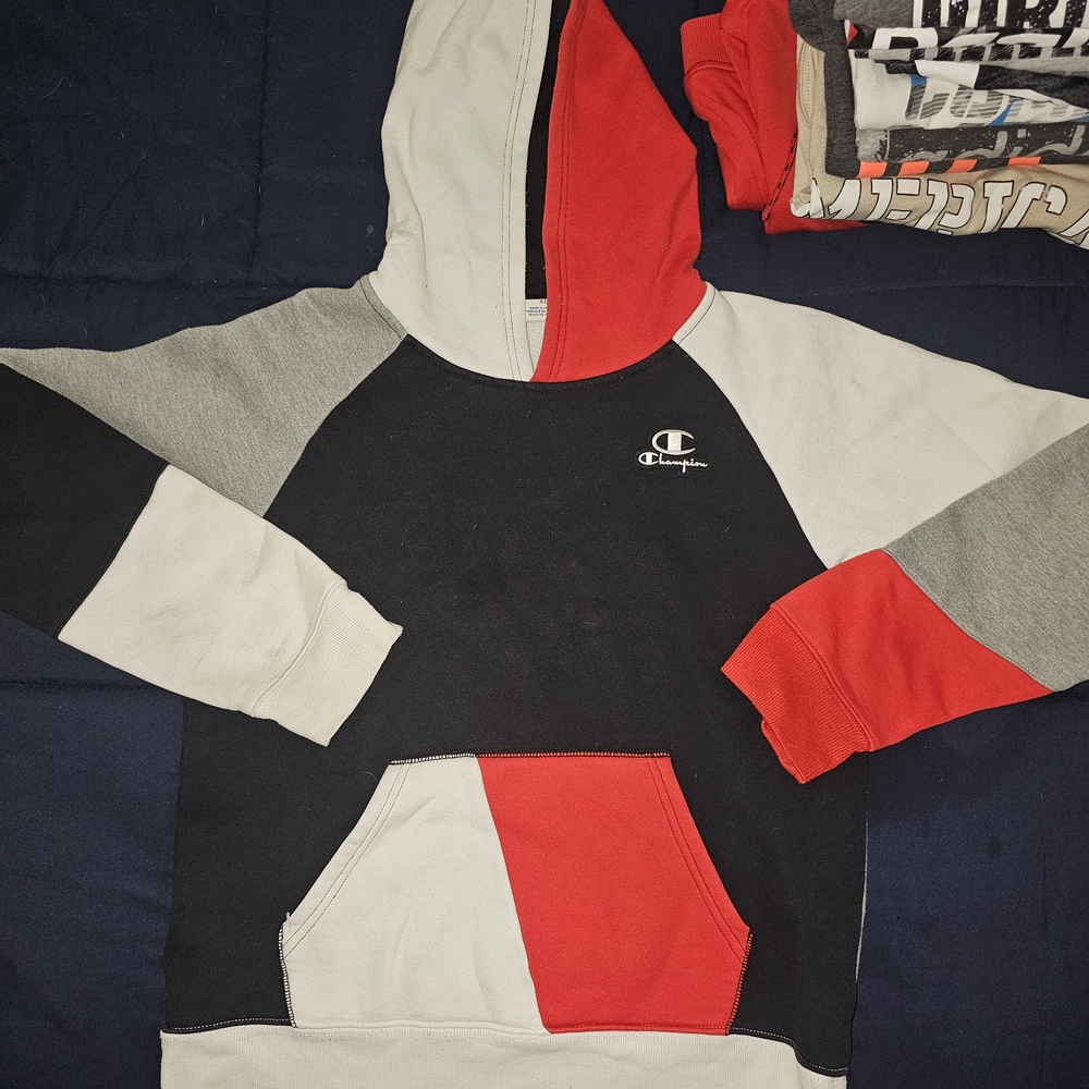 Champion Kids Color Block Hoodie Set - Black, Red, Gray